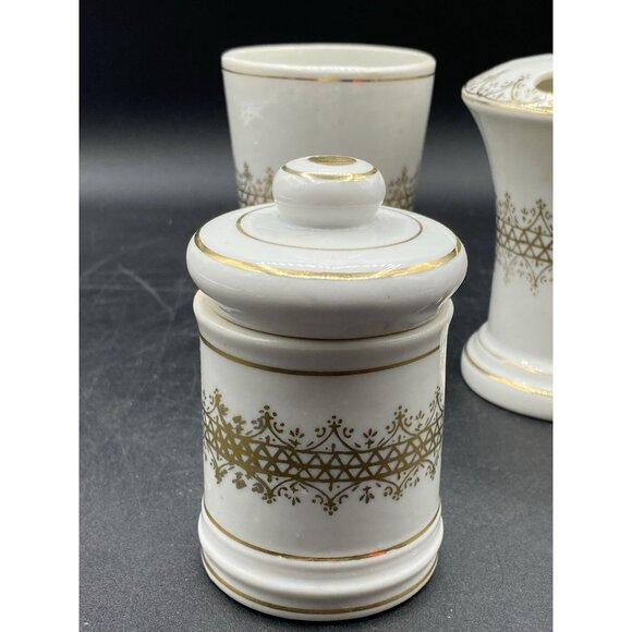 MCM Nasco Japan Apothecary Vanity Set 3 Hollywood Regency Gold Trim - Picture 3 of 16